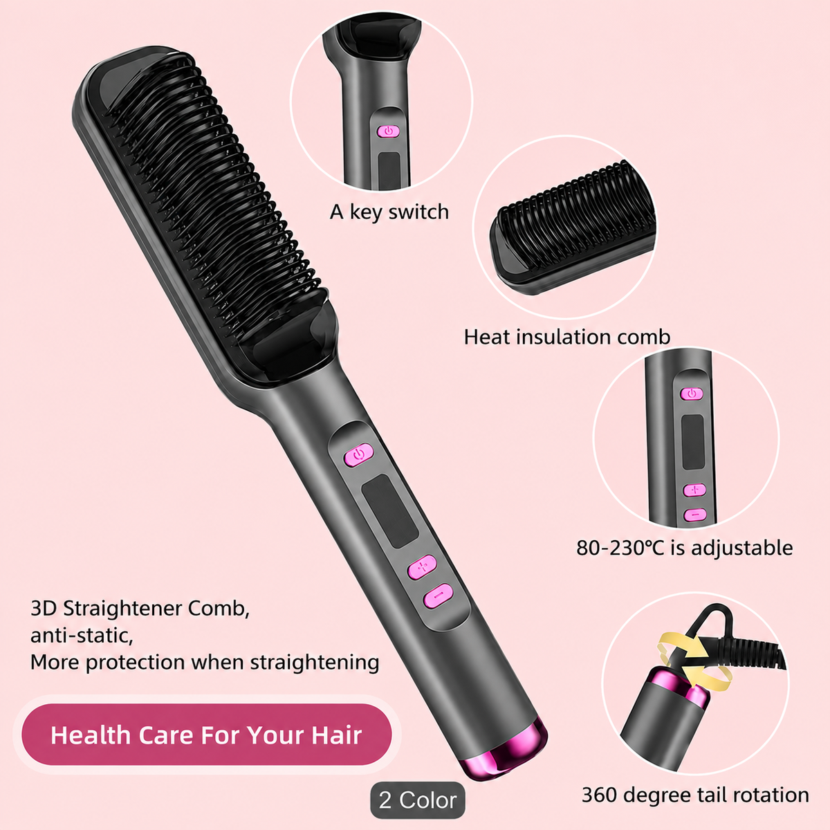 HeatComb Elite — Multi-Functional Thermostatic Straightening Comb